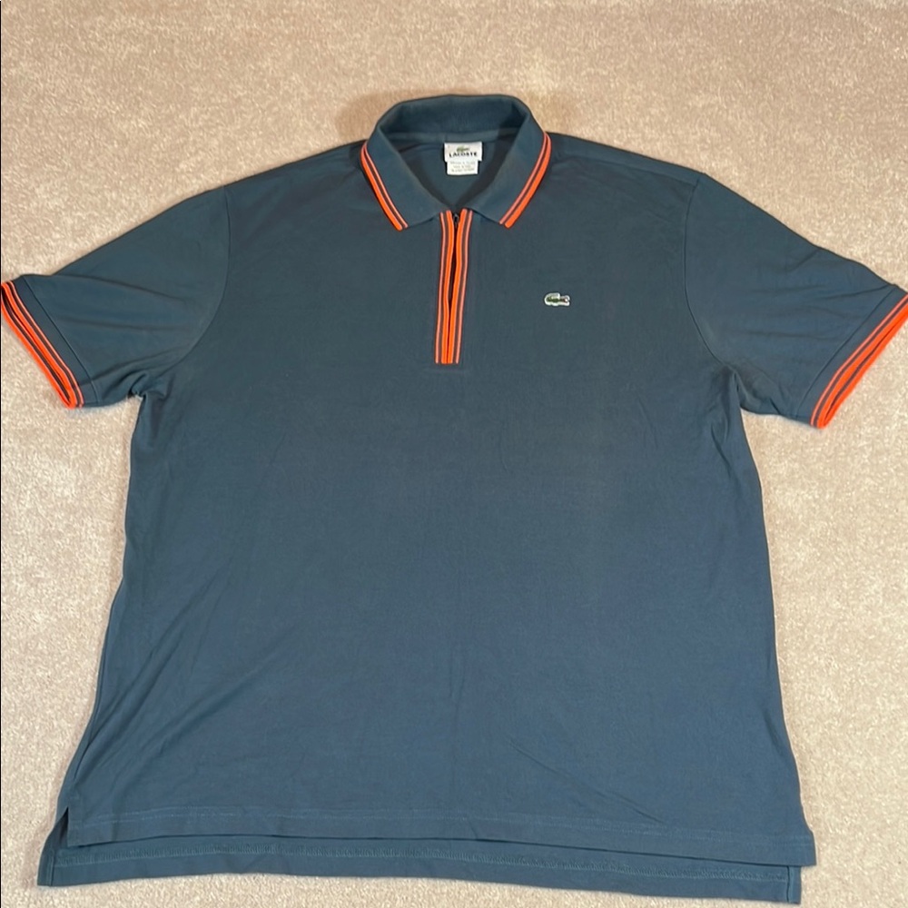 Lacoste Men's Polo Shirt - Dark Blue with Orange Accents